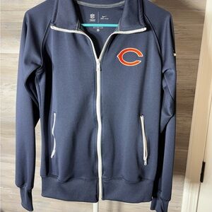 Nike Dark Blue Varsity Jacket with Orange Emblem Chicago Bears 866